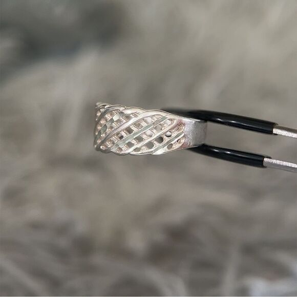 Sterling Silver 925 Basket Weave Ring - Picture 3 of 10